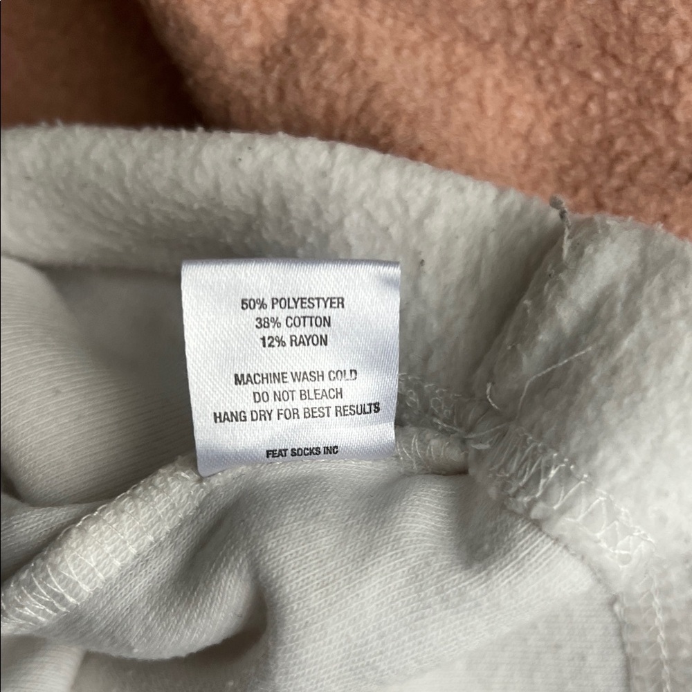 Feat Clothing Blush Pink and White Cropped Hoodie Soft Fleece Peach Pullover S - Picture 5 of 5